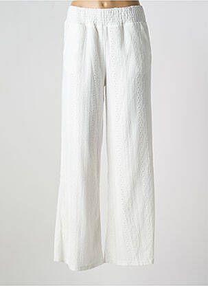 Pantalon large tissage crêpe taille normale blanc LEO & UGO femme