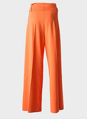 Pantalon large tissage crêpe taille haute orange LESLIE femme
