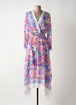 Robe longue manches longues manches longues violet LESLIE femme
