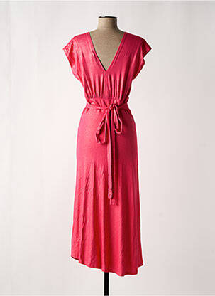 Robe longue manches courtes manches courtes rose EVA KAYAN femme