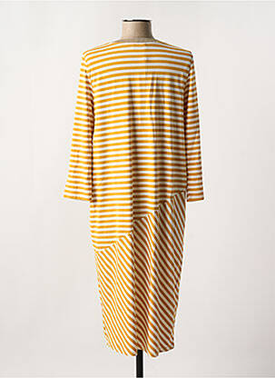 Robe mi-longue manches longues manches longues jaune MARIA BELLENTANI femme