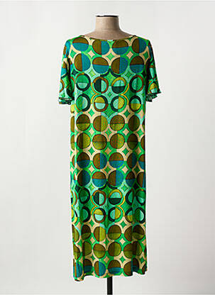 Robe mi-longue coupe fluide manches courtes vert MARIA BELLENTANI femme