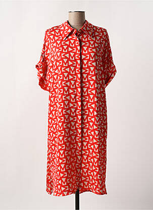 Robe mi-longue imprimé fantaisie manches courtes rouge LOLA CASADEMUNT femme