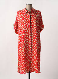 Robe mi-longue imprimé fantaisie manches courtes rouge LOLA CASADEMUNT femme