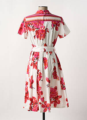 Robe mi-longue imprimé fleurs manches courtes blanc FUEGO WOMAN femme