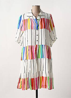 Robe mi-longue manches courtes manches courtes blanc FUEGO WOMAN femme
