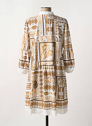 Robe courte manches 3/4 manches 3/4 blanc LESLIE femme