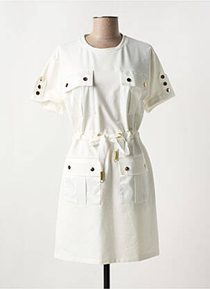 Robe courte manches courtes manches courtes blanc LESLIE femme