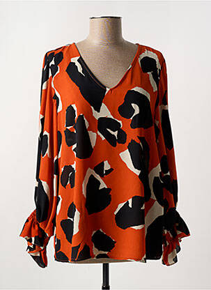 Blouse imprimé fantaisie manches longues orange JOSEPH RIBKOFF femme