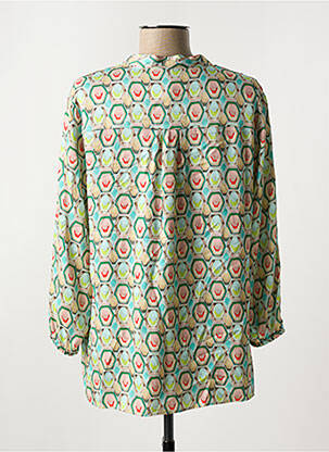 Blouse tissage popeline manches longues vert TONI femme
