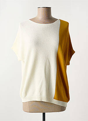 Pull coupe droite manches courtes beige MARIA BELLENTANI femme