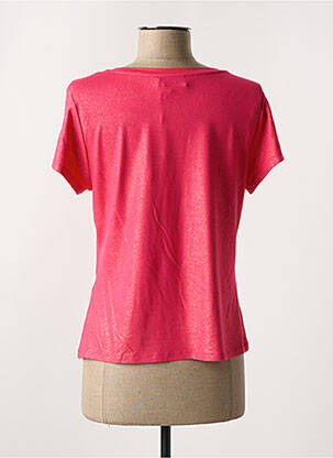 T-shirt col v manches courtes rose EVA KAYAN femme