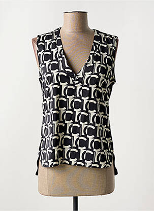 Top imprimé fantaisie sans manche noir LOLA CASADEMUNT femme