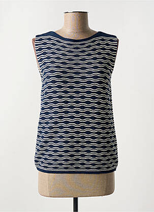 Pull coupe cintrée sans manche bleu MARIA BELLENTANI femme