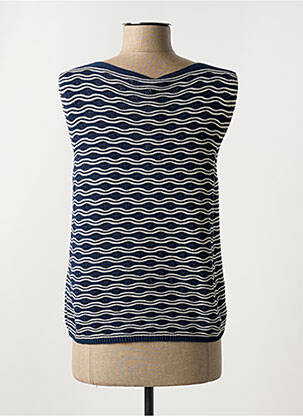 Pull coupe cintrée sans manche bleu MARIA BELLENTANI femme