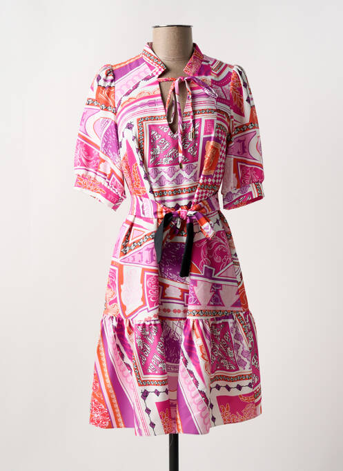 Robe mi-longue rose LESLIE pour femme