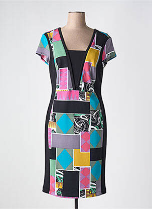 Robe mi-longue imprimé fantaisie sans manche noir JOSEPH RIBKOFF femme