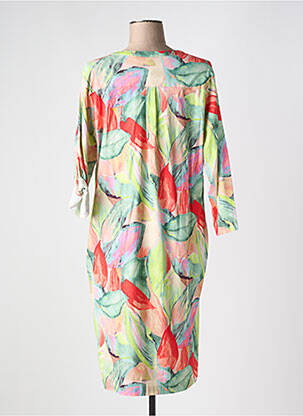 Robe mi-longue imprimé fleurs manches 3/4 vert TONI femme