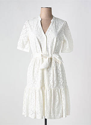 Robe mi-longue manches courtes manches courtes blanc LEO & UGO femme