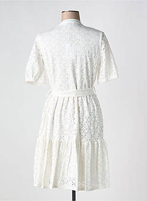 Robe mi-longue manches courtes manches courtes blanc LEO & UGO femme
