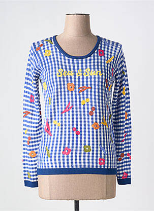 Pull stretch manches longues bleu LEO & UGO femme