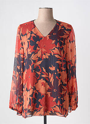 Blouse imprimé fleurs manches longues orange GEVANA femme