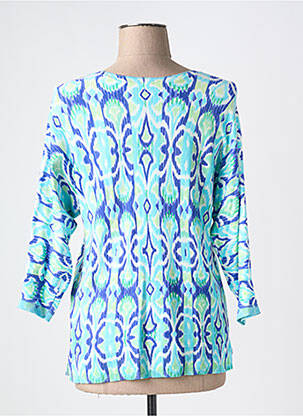 Pull col v manches 3/4 bleu LEO & UGO femme