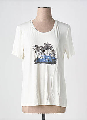 T-shirt sérigraphie avec strass manches courtes beige FUEGO WOMAN femme