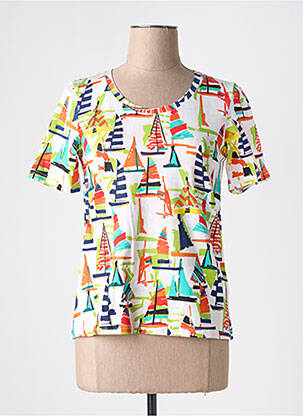 T-shirt imprimé fantaisie manches courtes orange LEO & UGO femme