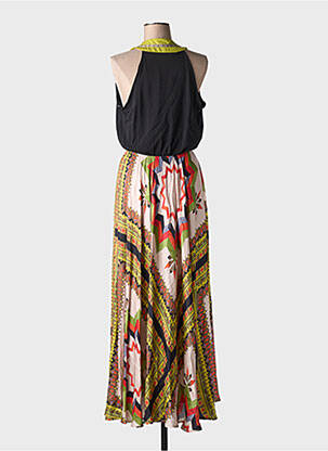 Robe longue imprimé fantaisie sans manche vert ELEONORA AMADEI femme