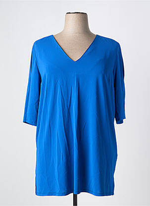 Top tissage jersey manches courtes bleu MARIA BELLENTANI femme