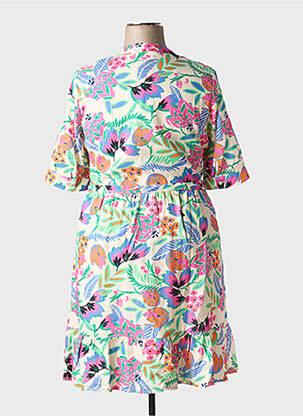 Robe mi-longue tissage crêpe manches courtes vert LEO & UGO femme