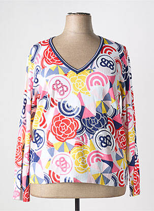 Pull col v manches longues bleu LEO & UGO femme
