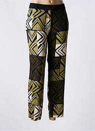 Pantalon droit tissage crêpe taille haute vert PAZ TORRAS femme