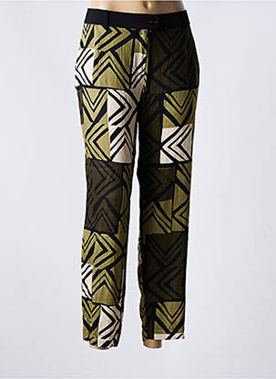 Pantalon droit tissage crêpe taille haute vert PAZ TORRAS femme