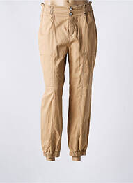 Pantalon 7/8 tissage popeline taille normale beige ONE STEP femme