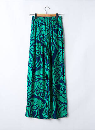 Pantalon large tissage popeline taille normale vert LA FEE MARABOUTEE femme