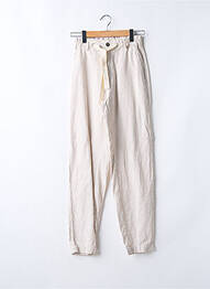 Pantalon droit stretch taille haute beige MAT DE MISAINE femme