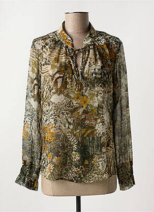 Blouse imprimé fantaisie manches longues vert IKKS femme