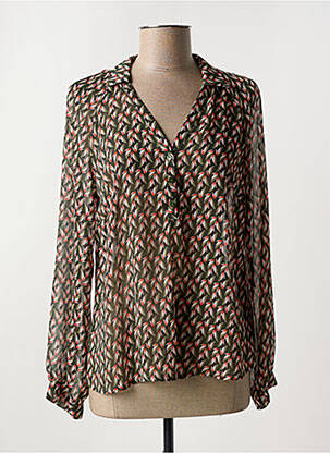 Blouse imprimé fantaisie manches longues vert ONE STEP femme
