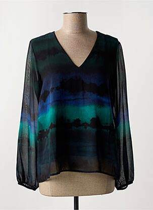 Blouse imprimé fantaisie manches longues bleu LA FEE MARABOUTEE femme