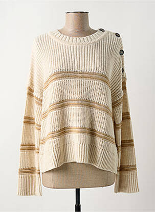 Pull col rond manches longues beige LA FEE MARABOUTEE femme