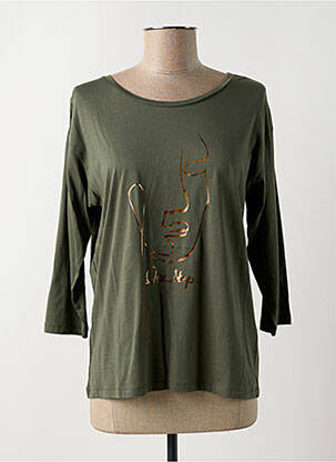 Top col rond manches 3/4 vert ONE STEP femme