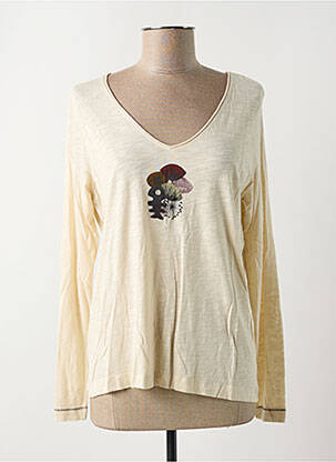 Top coupe cintrée manches longues beige DIPLODOCUS femme