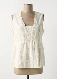 Top col carré sans manche beige PAZ TORRAS femme