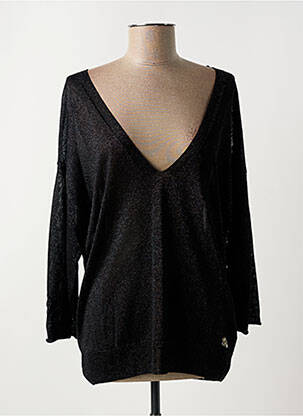 Pull col v manches 3/4 noir KOCCA femme