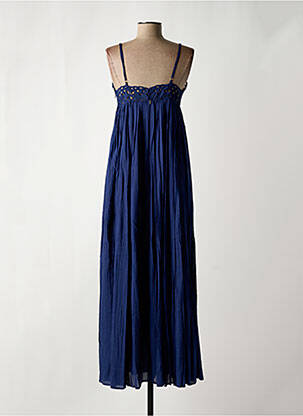 Robe longue manches bretelles ajustables fines bretelles bleu KOCCA femme