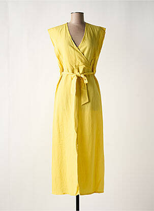 Robe longue manches courtes manches courtes jaune LA FEE MARABOUTEE femme