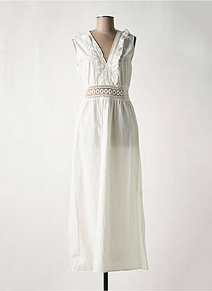 Robe longue manches courtes manches courtes blanc LA FEE MARABOUTEE femme