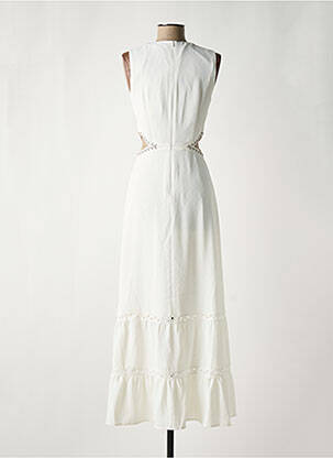 Robe longue tissage crêpe sans manche blanc IKKS femme